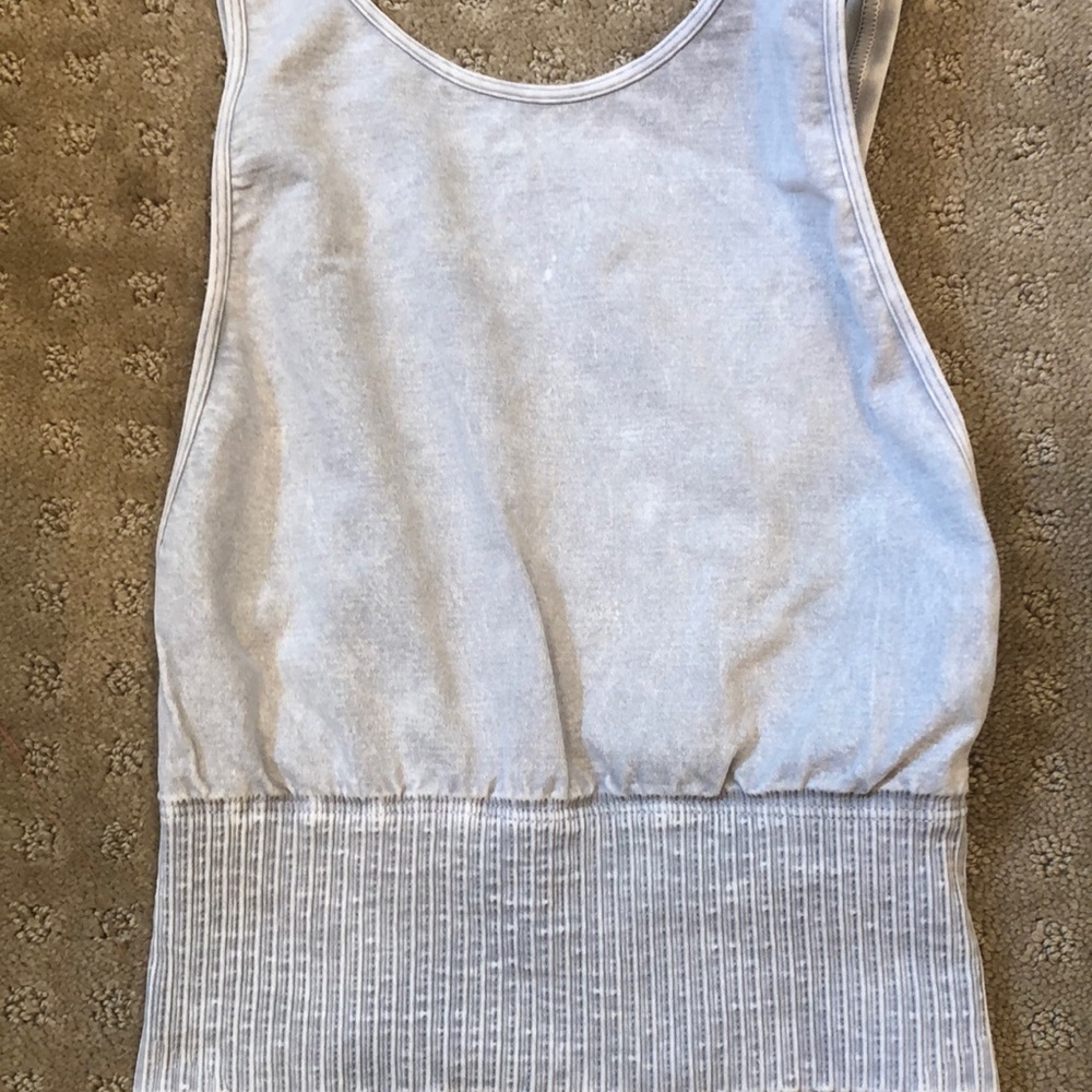 Free People Good Karma High Neck Crop Tank Washed iced gray